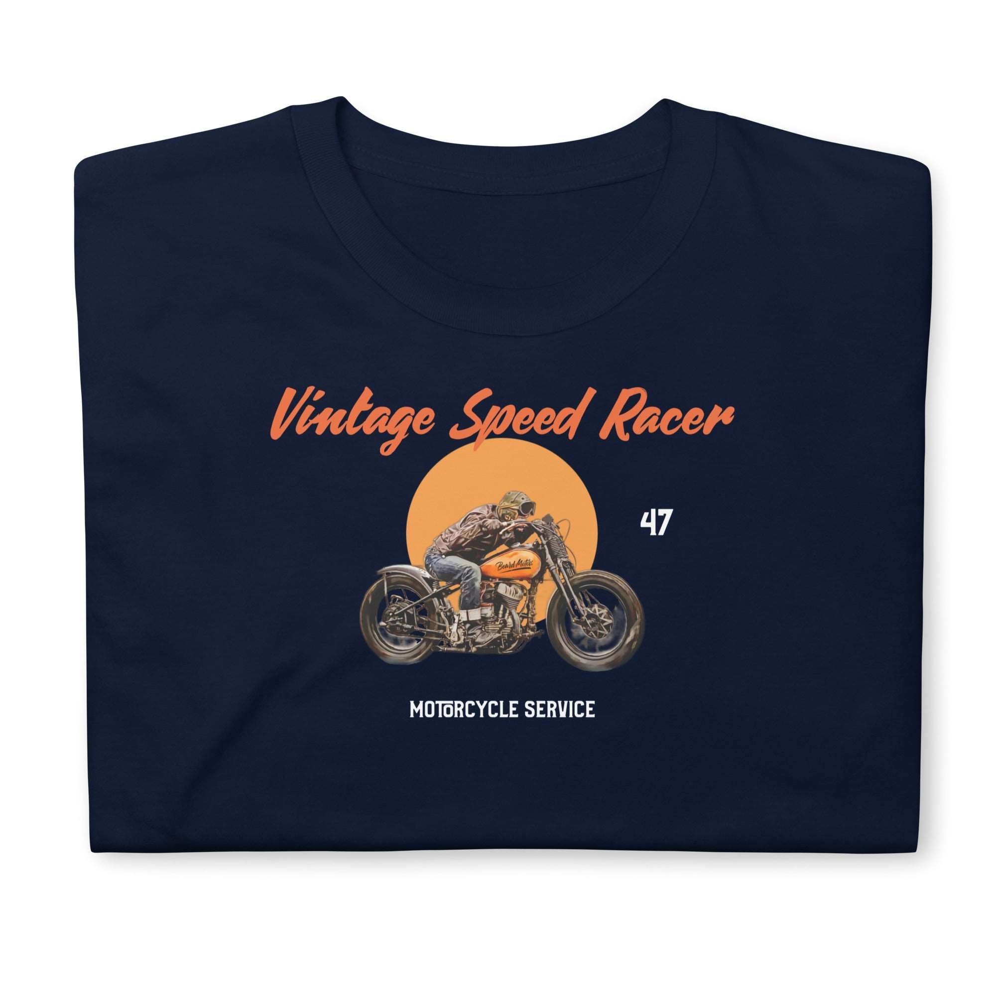 Beard Motors Vintage Speed Racer Motorcycle T-Shirt Navy