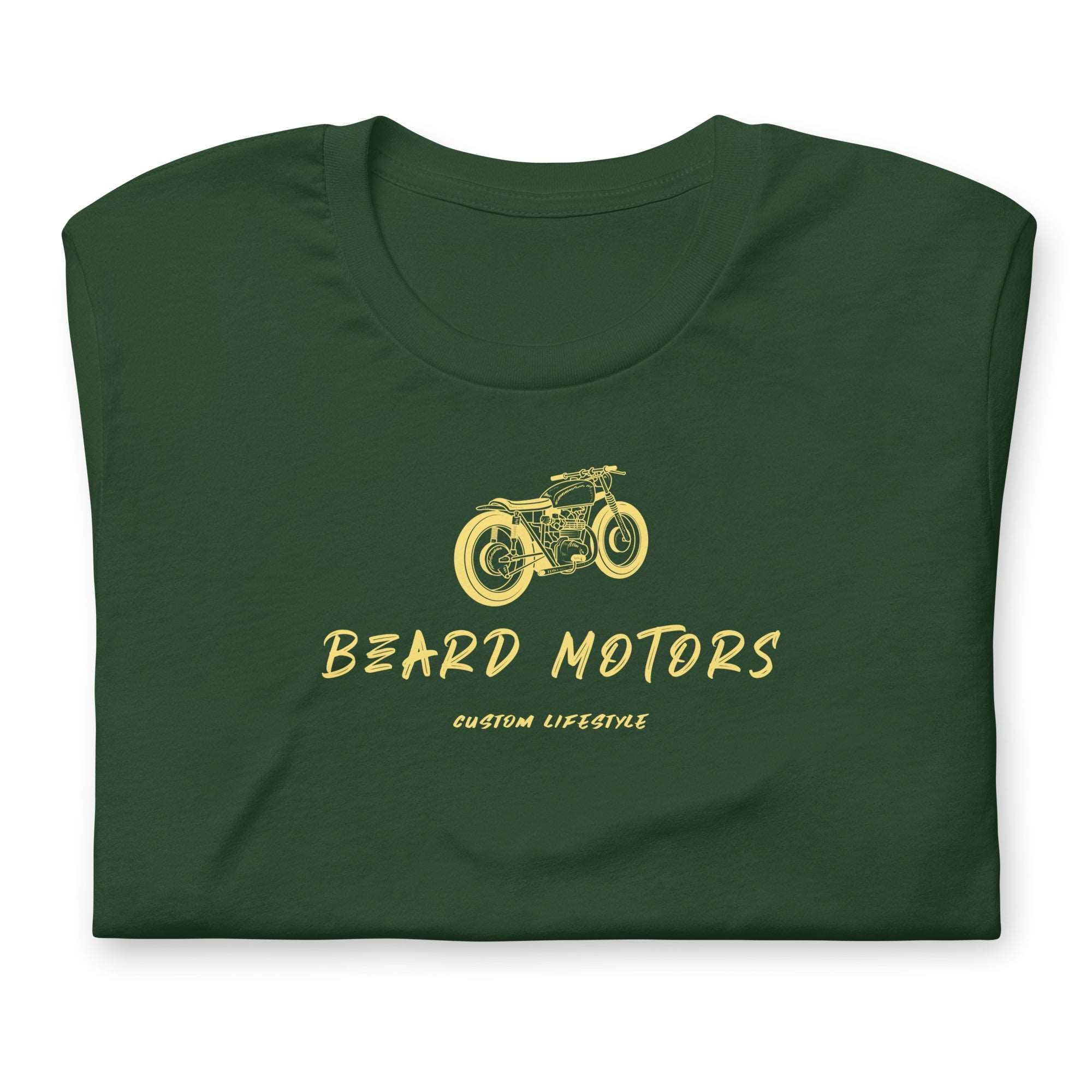 Beard Motors T-Shirt Motorcycle Brat Custom Lifestyle Forest Green - Beard Motors