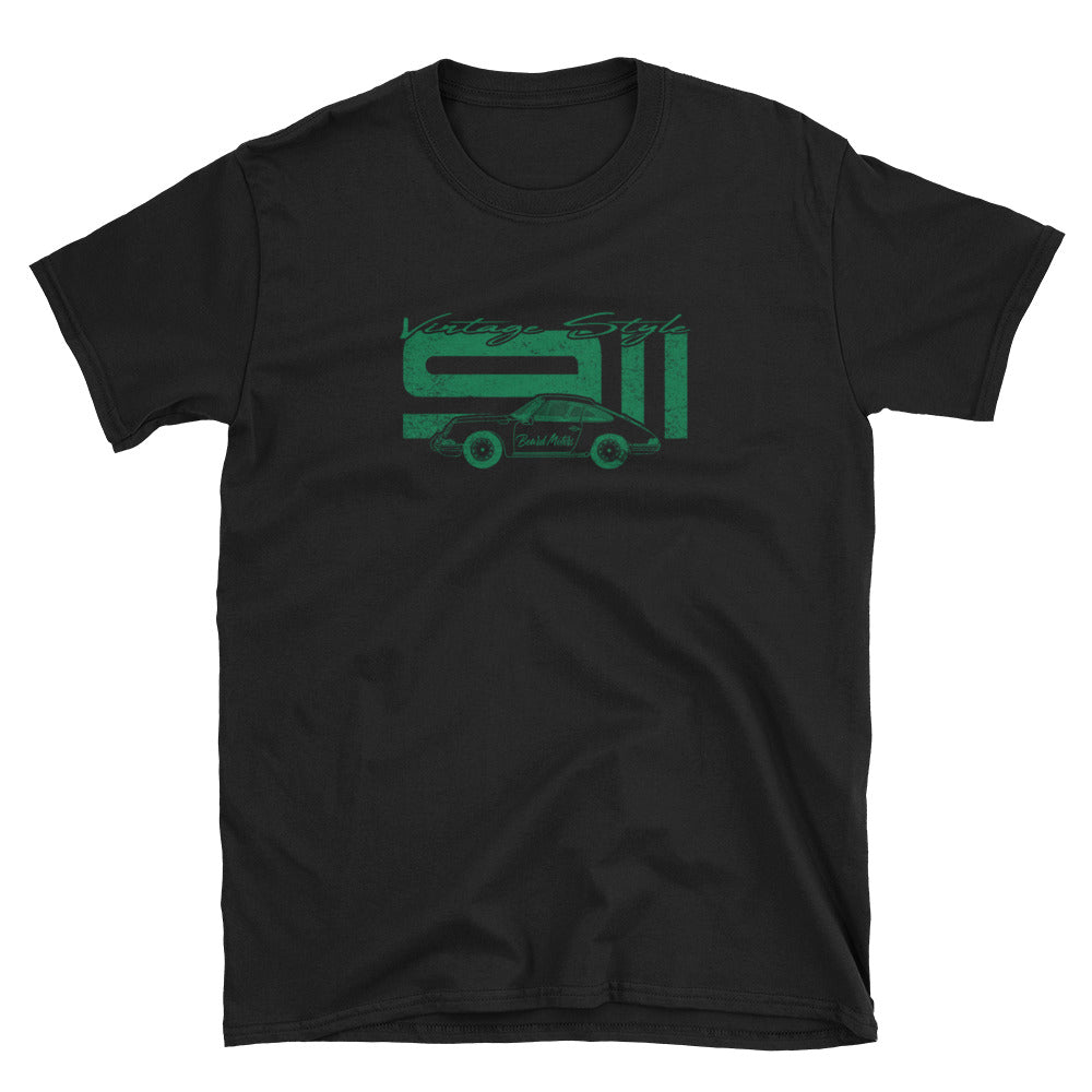 T-Shirt Vintage Style 911 Irish Green / black - beardmotors