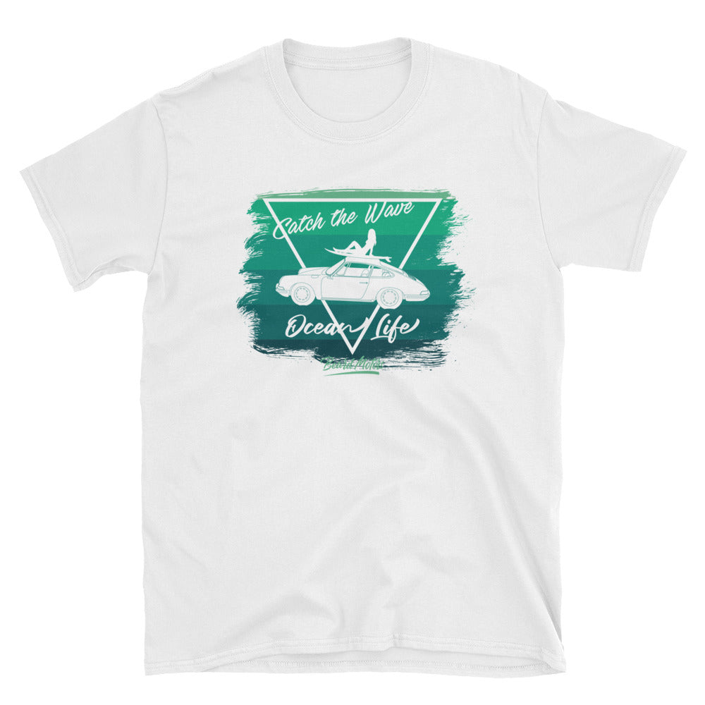 T-Shirt Catch the Wave 911 Surf Shades of Green / White - beardmotors