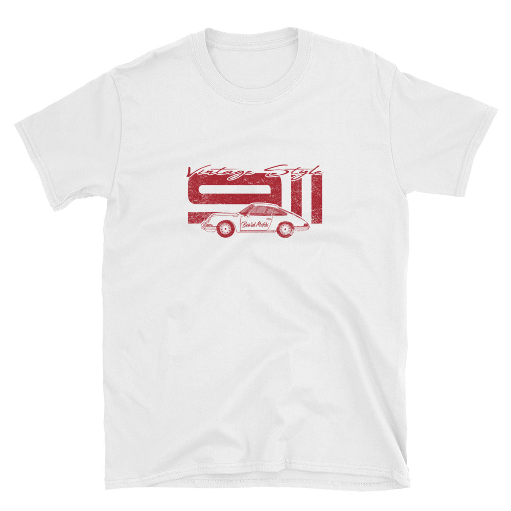 T-Shirt Vintage Style 911 Polo Red / White - beardmotors