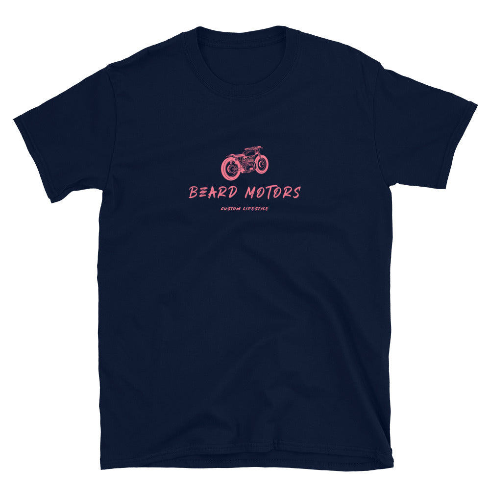 Beard Motors Motorcycle Classic T-Shirt Navy / Pink