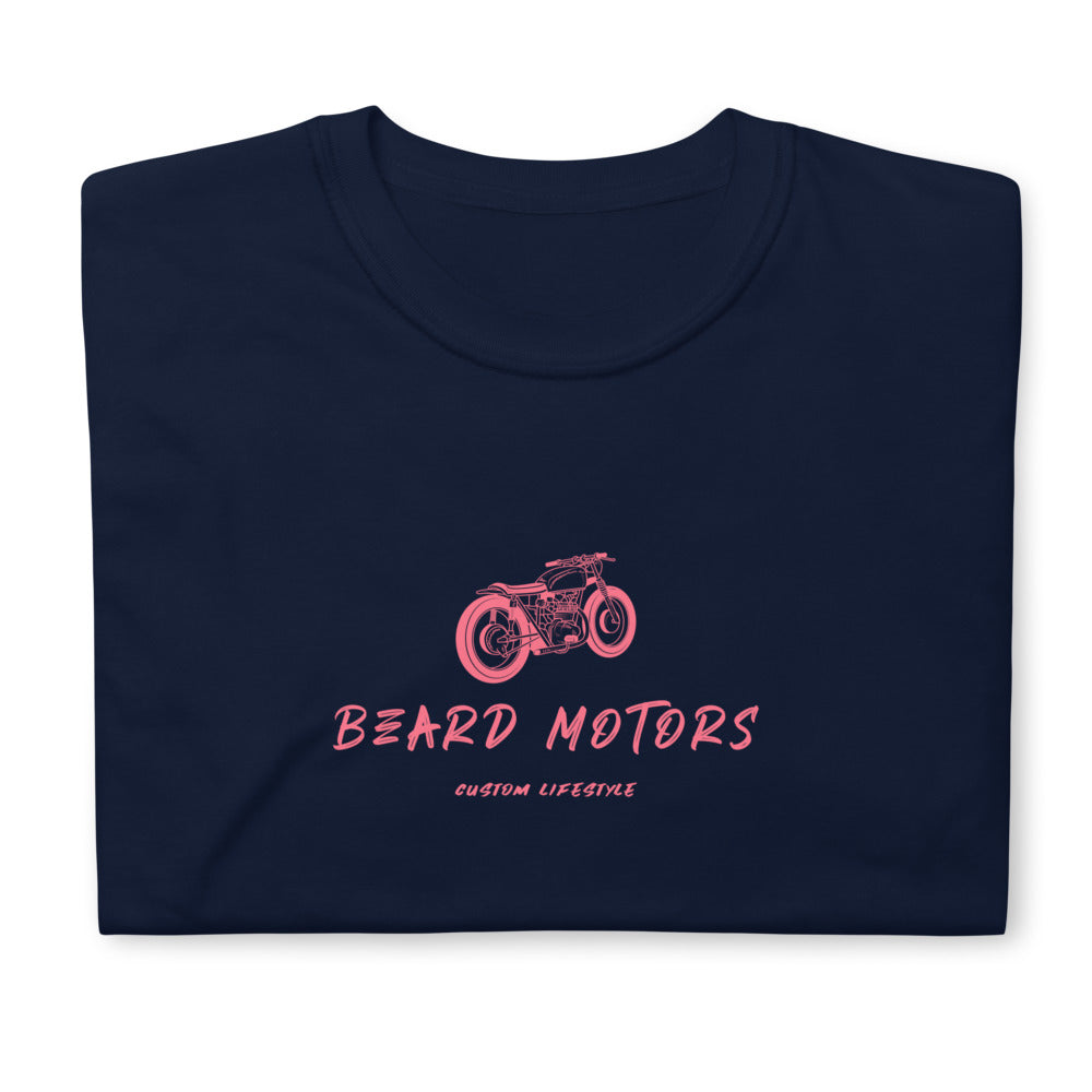 Beard Motors Motorcycle Classic T-Shirt Navy / Pink
